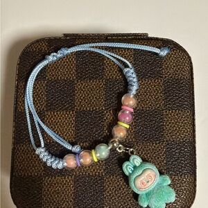 Blue Beaded labubu Charm Bracelet